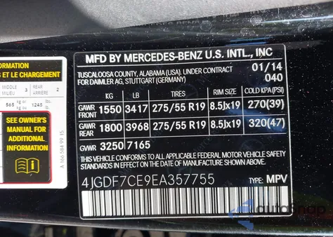 2014 Mercedes-Benz Gl 450 4Matic z USA, uszkodzony, nr VIN 4JGDF7CE9EA357755